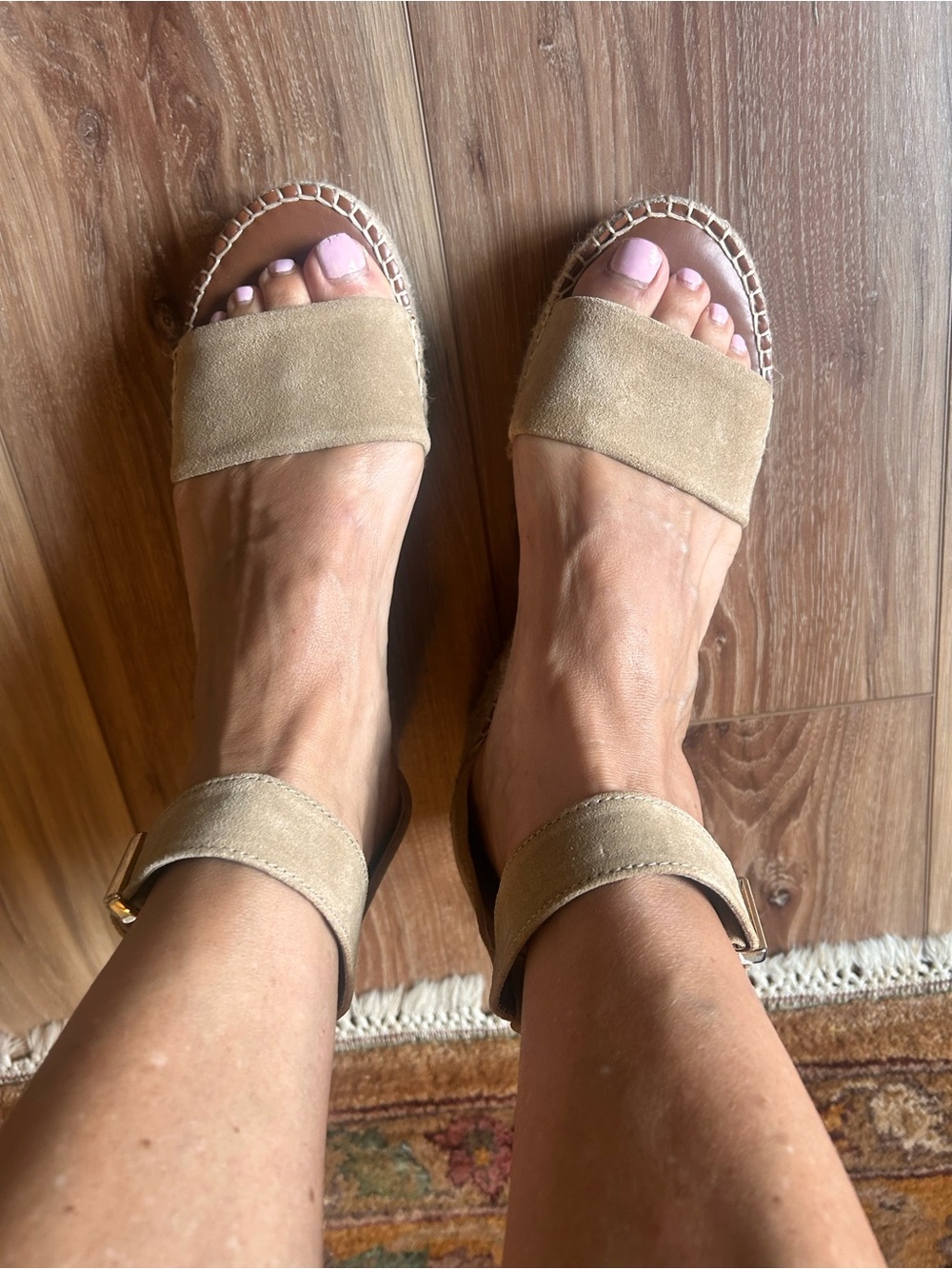 Franco Sarto Tan Suede Espadrille Ankle-Strap Sandals - Picture 6 of 8